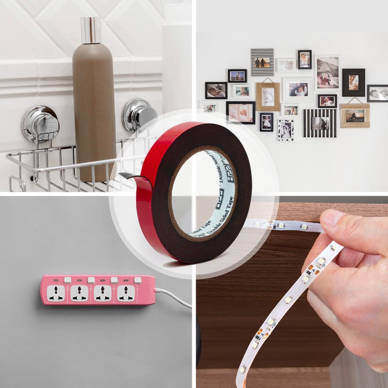 HpP شريط لاصق مزدوج الجوانب HPP، شريط قوي وعالي التحمل للاستخدام الداخلي والخارجي (0.75 بوصة × 16 قدم) - Image 2